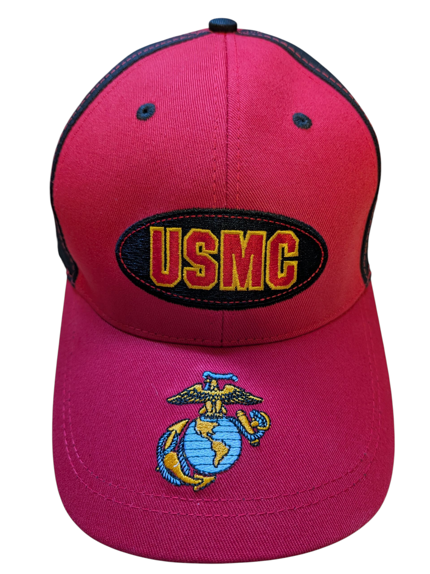 US USMC Marine Corps Logo Semper Fidelis Patch Style Red/Black Baseball Cap