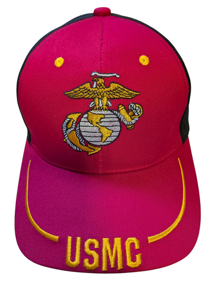 US USMC Marine Corps Logo Semper Fidelis Base Line Style Red/Black Baseball Cap