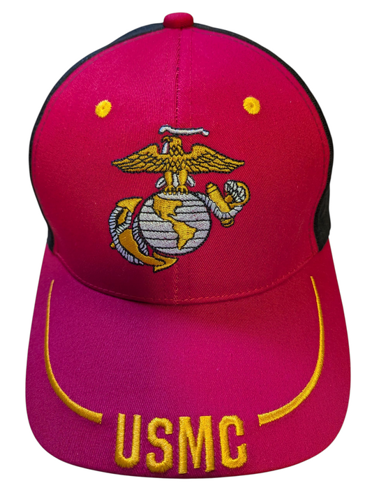 US USMC Marine Corps Logo Semper Fidelis Base Line Style Red/Black Baseball Cap