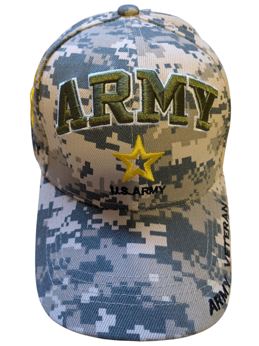 US Army Star Veteran Pride Digital Camouflage Baseball Cap