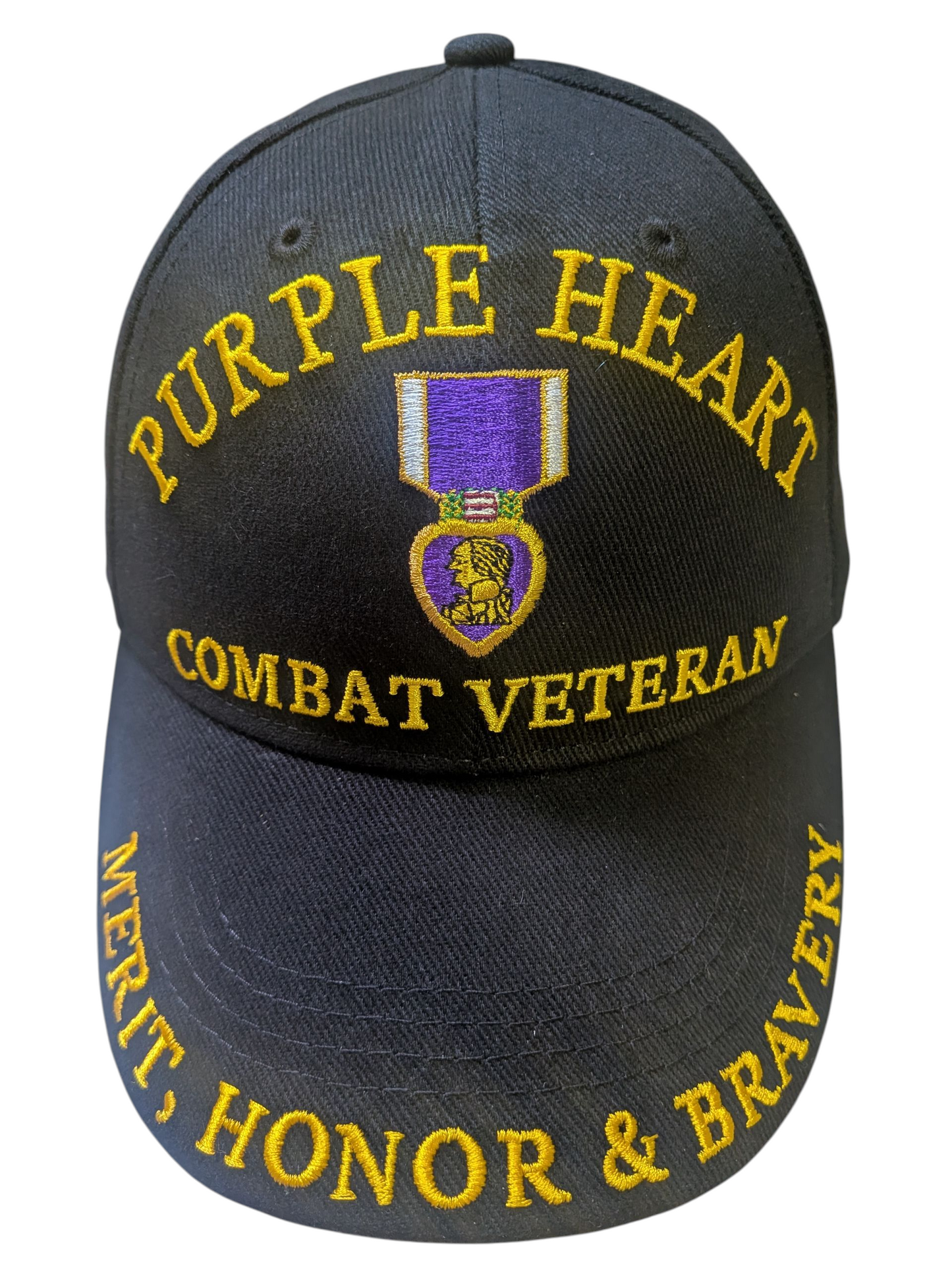 US Purple Heart Combat Veteran Black Baseball Hat Cap