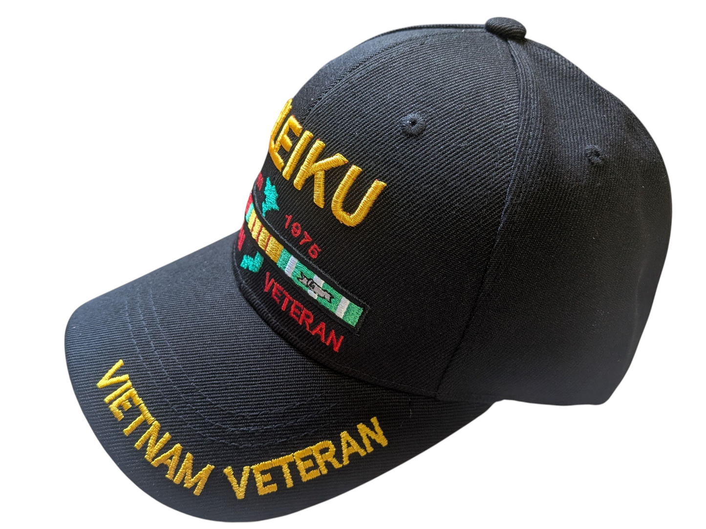 US Military Pleiku Vietnam Veteran Baseball Hat Cap, One Size, Black