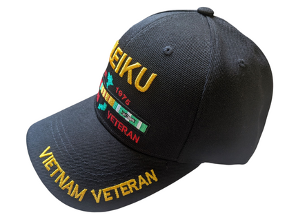 US Military Pleiku Vietnam Veteran Baseball Hat Cap, One Size, Black