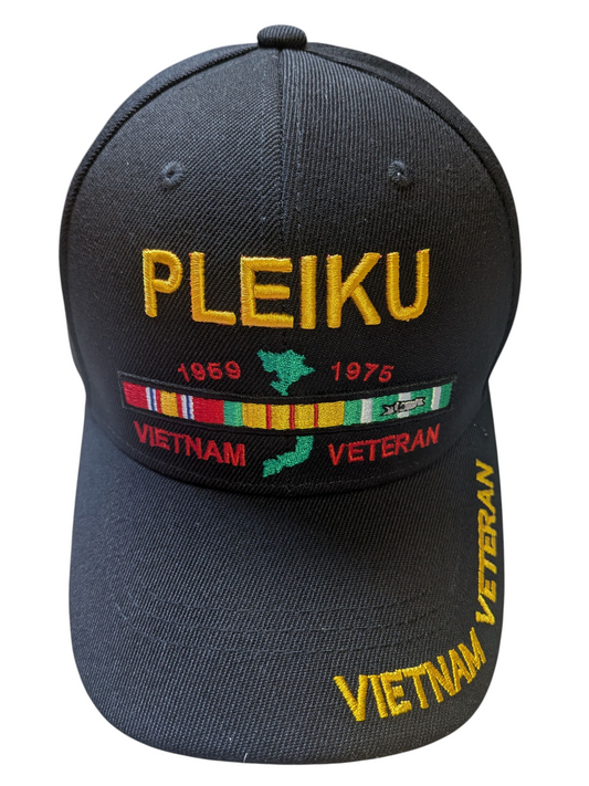 US Military Pleiku Vietnam Veteran Baseball Hat Cap, One Size, Black
