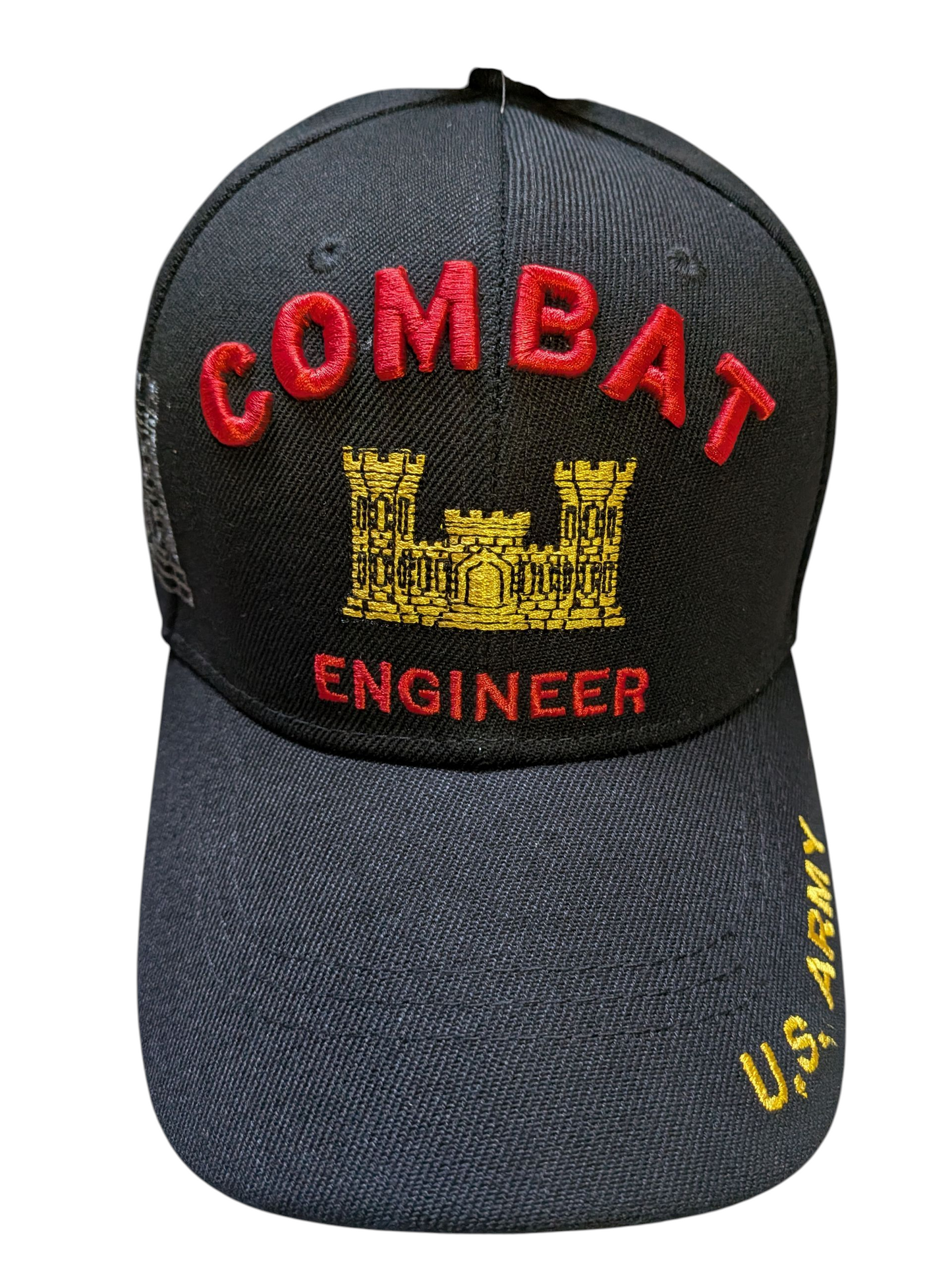 US Army Combat Engineer Black Baseball Hat Cap