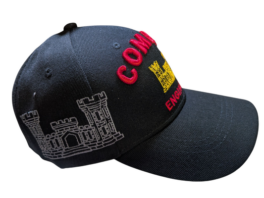 US Army Combat Engineer Black Baseball Hat Cap