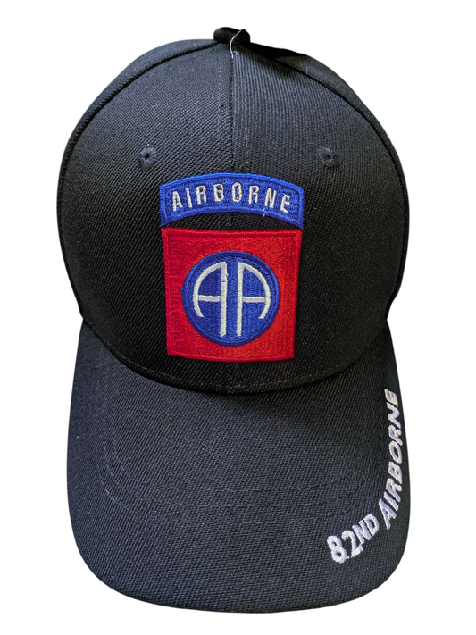 US Army 82nd Airborne Logo Black Baseball Hat Cap