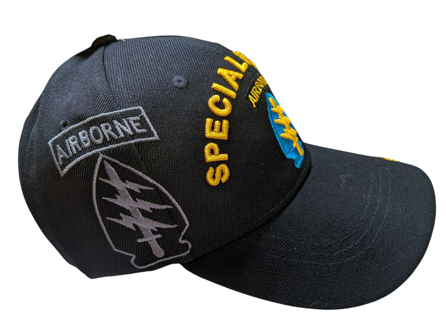 US Army Special Forces Airborne Black Baseball Hat Cap