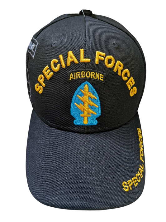 US Army Special Forces Airborne Black Baseball Hat Cap
