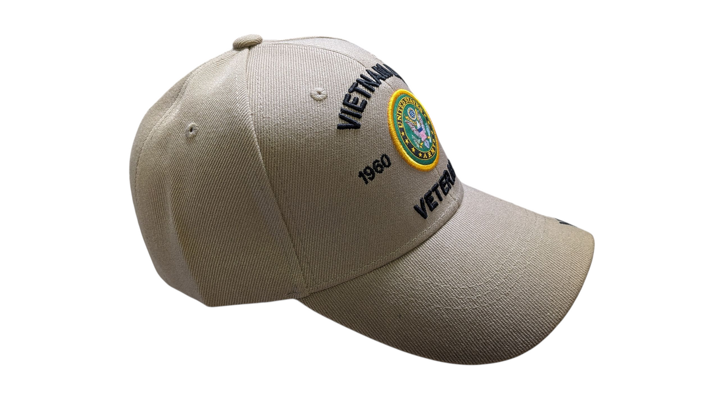 US Military Vietnam Era Veteran Khaki Baseball Hat Cap
