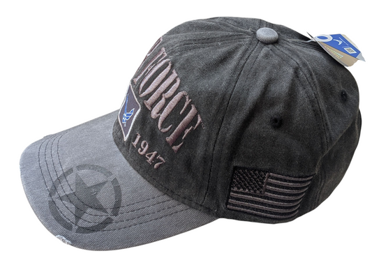 US Air Force Retro Zero Dark Pigmented Black Baseball Cap