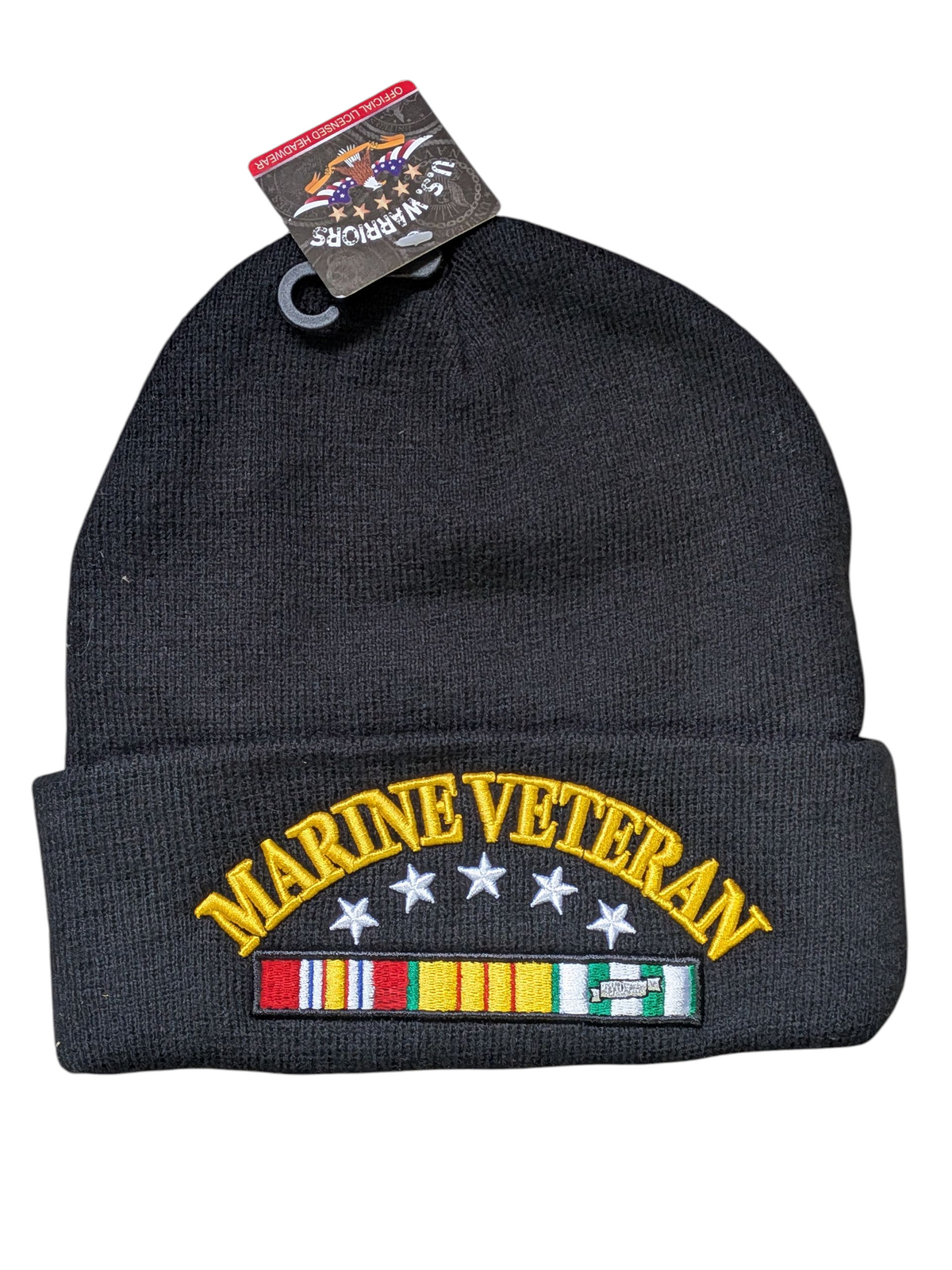 US Military Marine Veteran Black Skull Beanie Cap