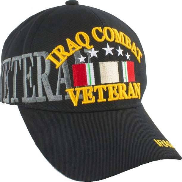 US Military Iraq Combat Veteran Black Adjustable Baseball Hat Cap