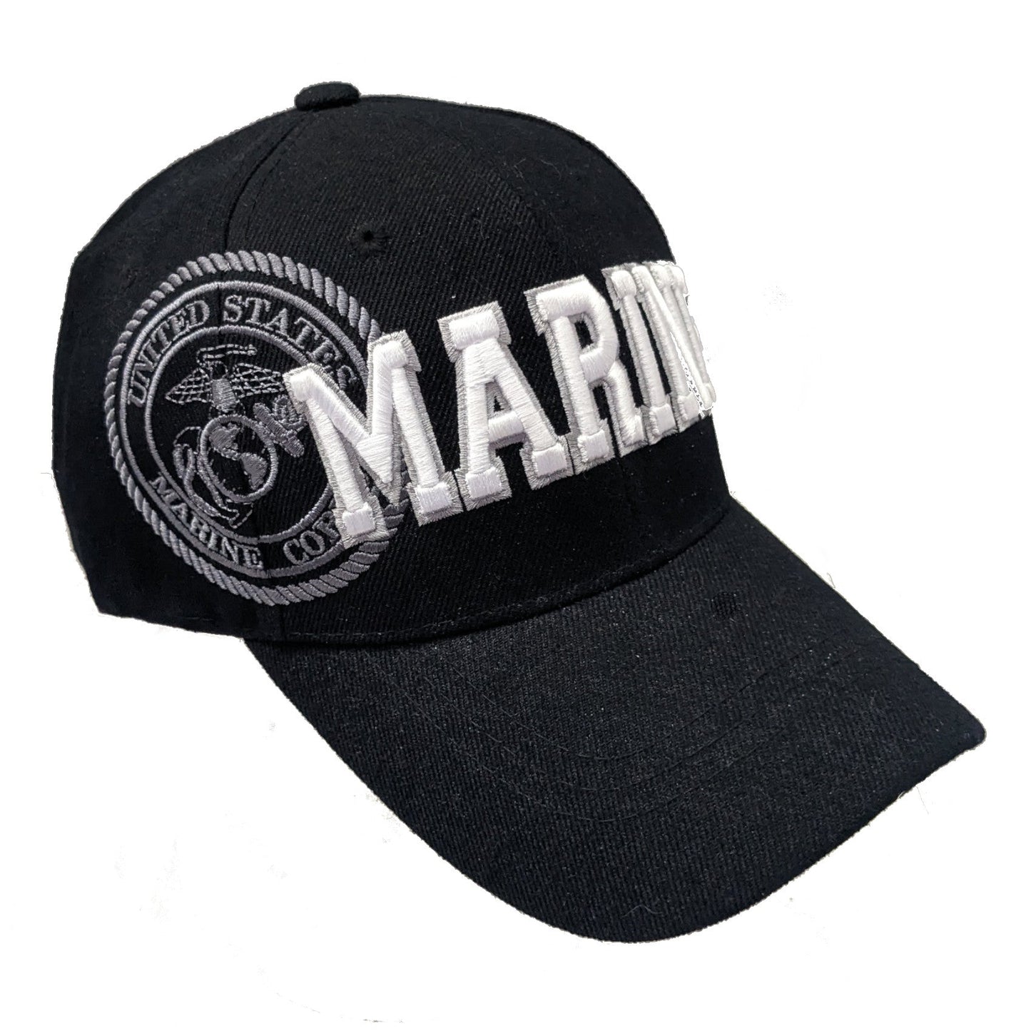 US Military Marine Bold Style Baseball Hat Cap (Black)