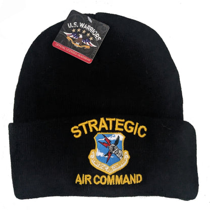 US Military Strategic Air Command Black Skull Beanie Cap