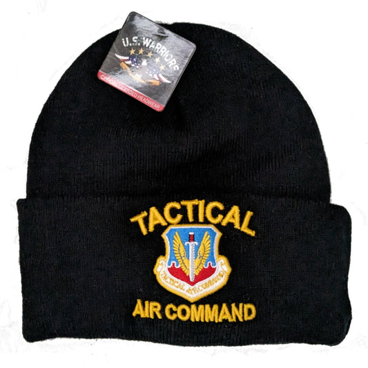 US Military Tactical Air Command Black Skull Beanie Cap